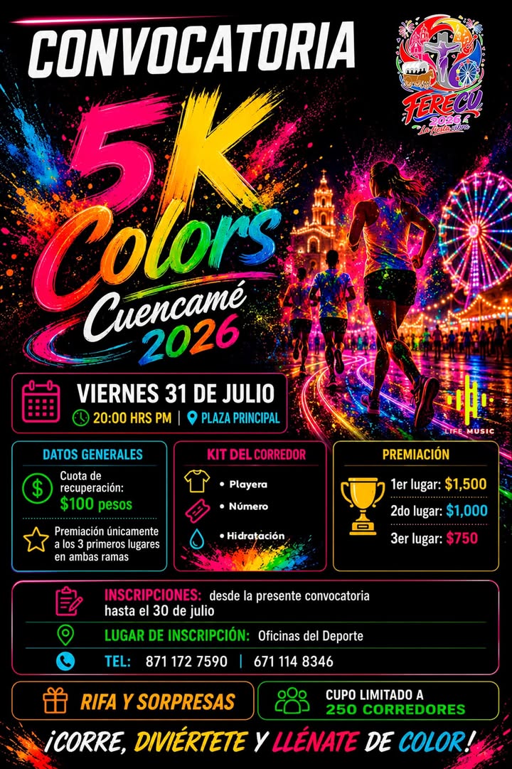 🏃‍♀️🌈 ¡𝐂𝐨𝐫𝐫𝐞, 𝐝𝐢𝐯𝐢𝐞́𝐫𝐭𝐞𝐭𝐞 𝐲 𝐥𝐥𝐞́𝐧𝐚𝐭𝐞 𝐝𝐞 𝐜𝐨𝐥𝐨𝐫! ✨ El Gobierno Municipal de Cuencamé, que p...