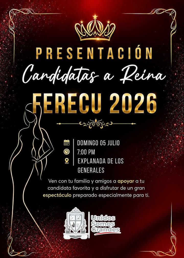 👑✨ ¡La emoción de #FERECU #2O26 comienza! Te invitamos a la Presentación de las Candidatas...