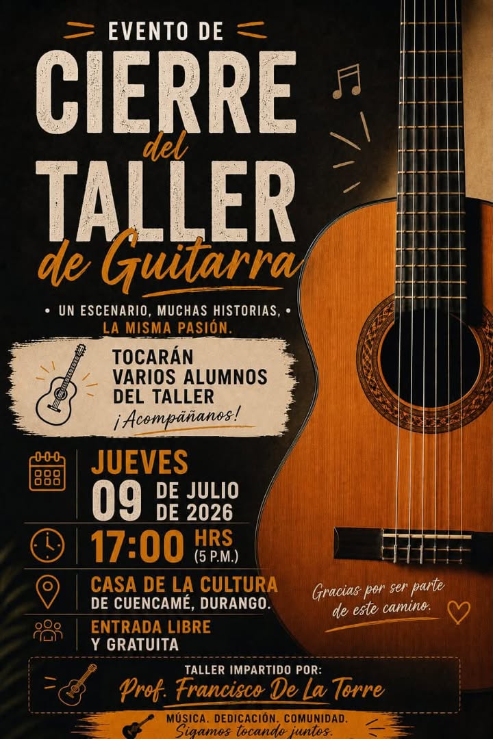 Cordialmente invitados 🎶 Jueves 09 Julio •Entrada libre y gratuita • 📍Instalaciones IMACC 👏