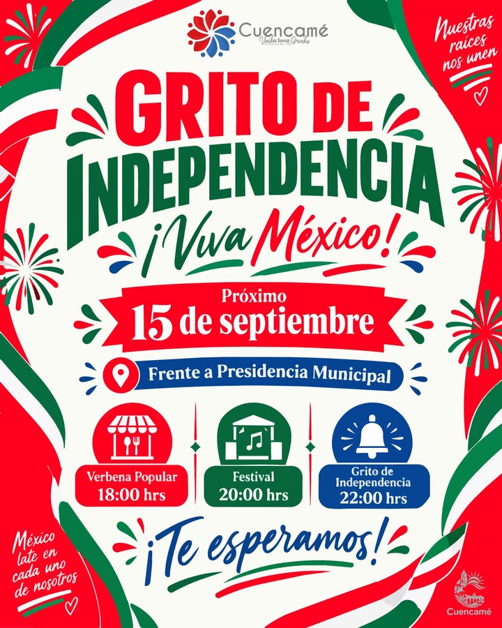 El 𝐇. 𝐀𝐲𝐮𝐧𝐭𝐚𝐦𝐢𝐞𝐧𝐭𝐨 𝐝𝐞 𝐂𝐮𝐞𝐧𝐜𝐚𝐦𝐞́ te invita a disfrutar de una gran noche mexicana 🇲🇽🦅con nue...
