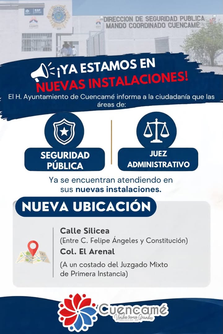 🚨✨ 𝐍𝐔𝐄𝐕𝐀𝐒 𝐈𝐍𝐒𝐓𝐀𝐋𝐀𝐂𝐈𝐎𝐍𝐄𝐒 ✨🚨 Seguridad Pública 👮🏻y Juez Administrativo ⚖️ya atienden en ...